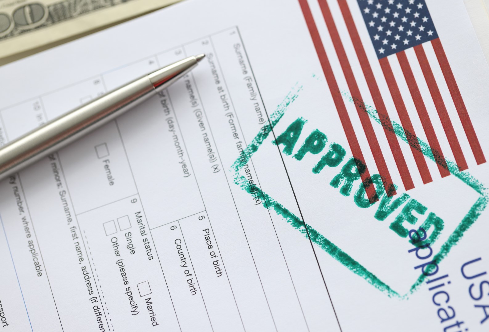 USA visa approved rubber stamp and application form | Call 918-505-4870