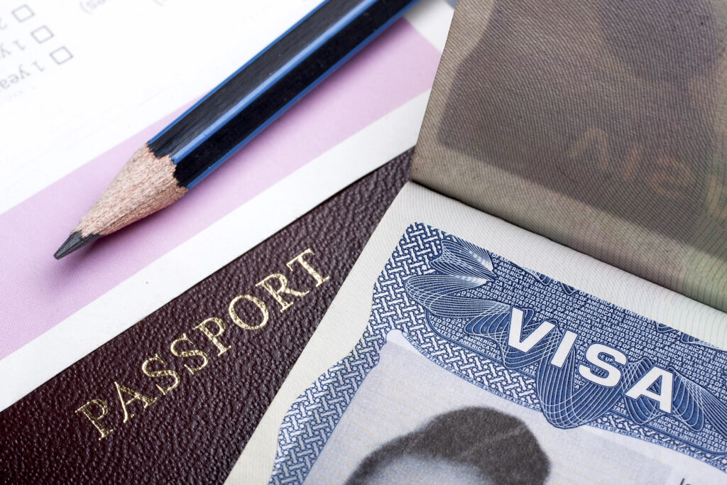 Passport with a visa stamp
